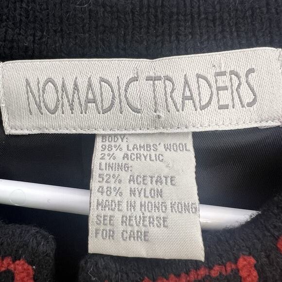 Vintage Nomadic Traders Womens Sz M Floral Zip Up Cardigan Lambs Wool Blend - Picture 9 of 13